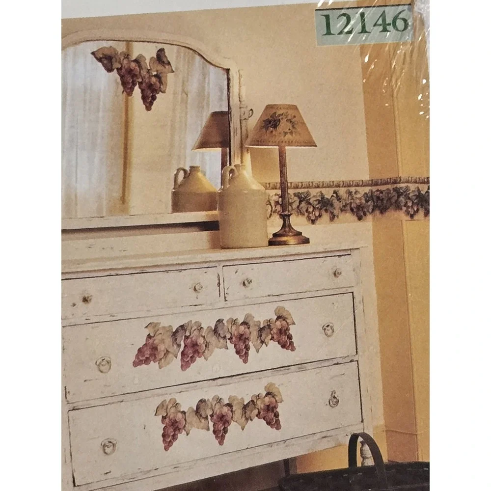 Lot of 2 Wallies Tuscan Grapes Wallpaper Cutouts #12146 New Sealed Pre-Pasted